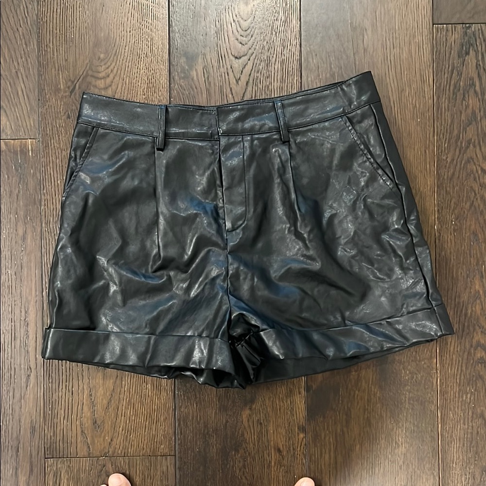 Black Leather Women's Shorts
